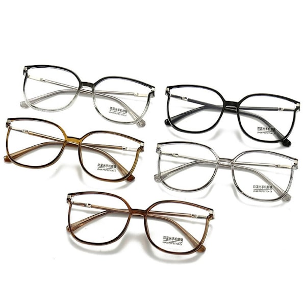 Anti-blått lys lesebriller for kvinner Bling overdimensjonert ram Presbyopia briller Brown Strength 2.5