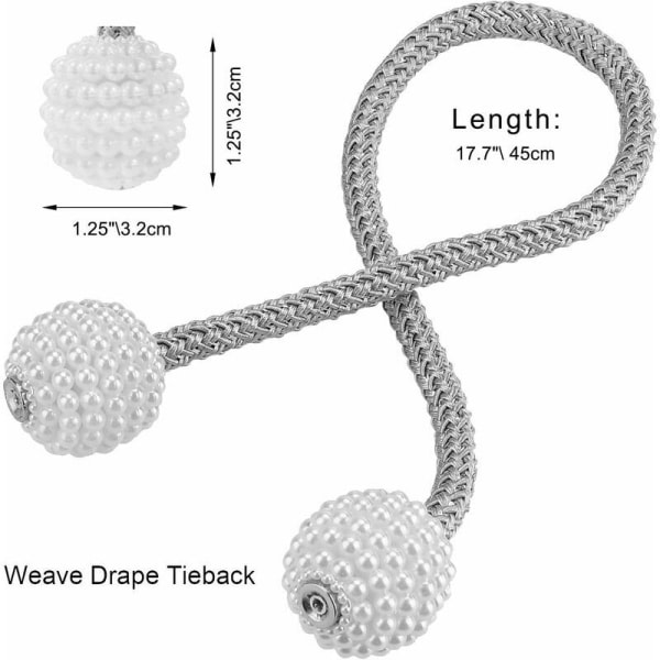 Magneettiset verhot kiinnikkeet, tyylikkäät verhot kiinnikkeet helmi pidikkeet verhot kiinnikkeet vahva magneetti harmaa