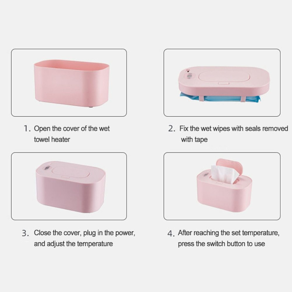 USB Baby Wipe Warmer Våtservetter Värmare ROSA Pink