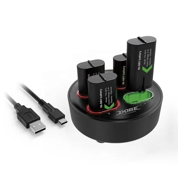 4 i 1 Batterilade-station Inkl. 4x Batterier til Xbox One & X