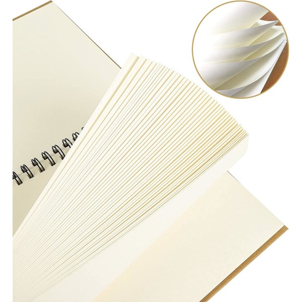 2 förpackningar med A4-spiralskissbok, blanka cover i kraftpapper, porträttskissbok, reseskolas skissbok för målning