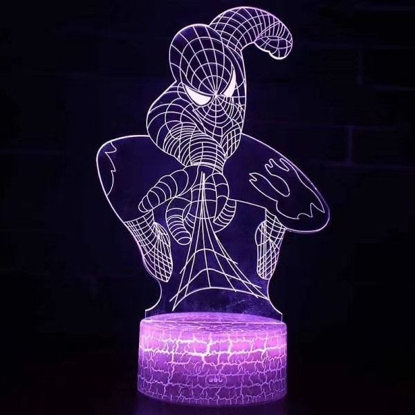 Spiderman 3d Led Illusion Nattljus 7 färger skötbord