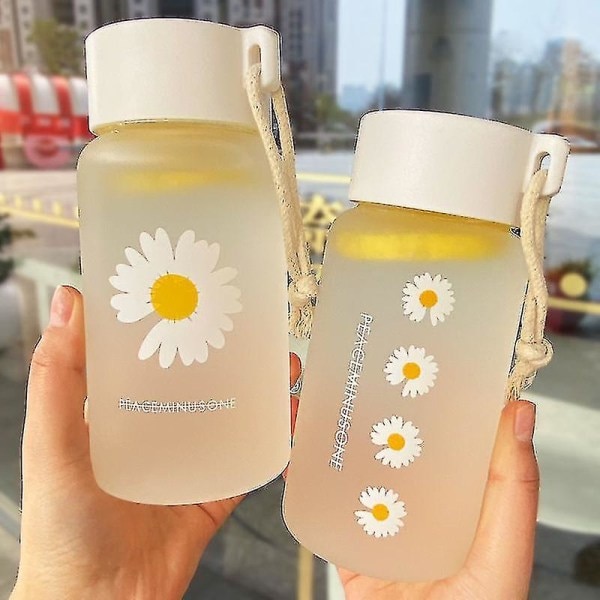 500ml Small Daisy Transparent plast vattenflaskor Bpa Free Creative Frostad vattenflaska med bärbart rep Travel Tea Cup Ns2 Frosted 3 Daisies