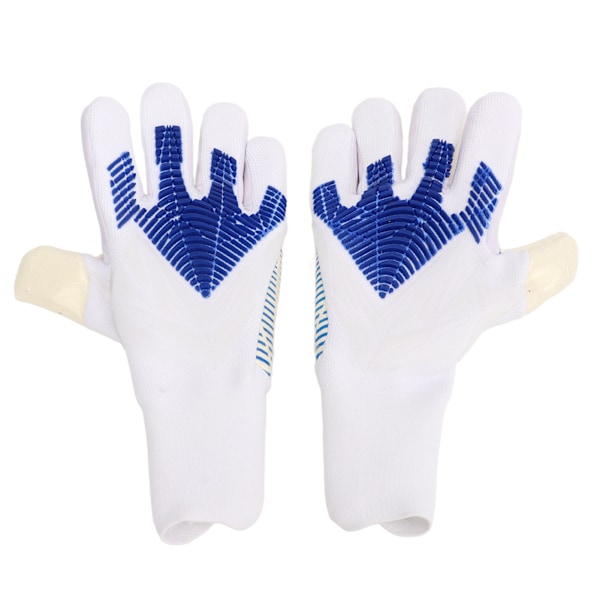 Et par fodboldmålmandshandsker med stærkt håndfladegreb, fingerbeskyttelse, skridsikker latex og nylon, åndbar fodboldmålmandshandske 10