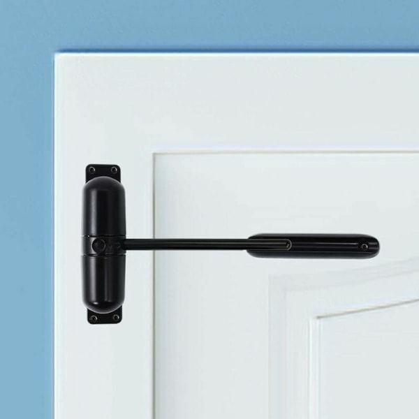 Automatisk dörrstängare, säkerhetsfjäder - enkel installation, förvandlar svängdörrar till självstängande dörrar - svart 9,82,5 cm