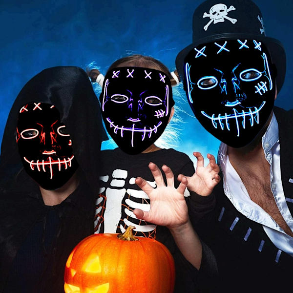 halloween horror glødende maske cosplay lilla blue