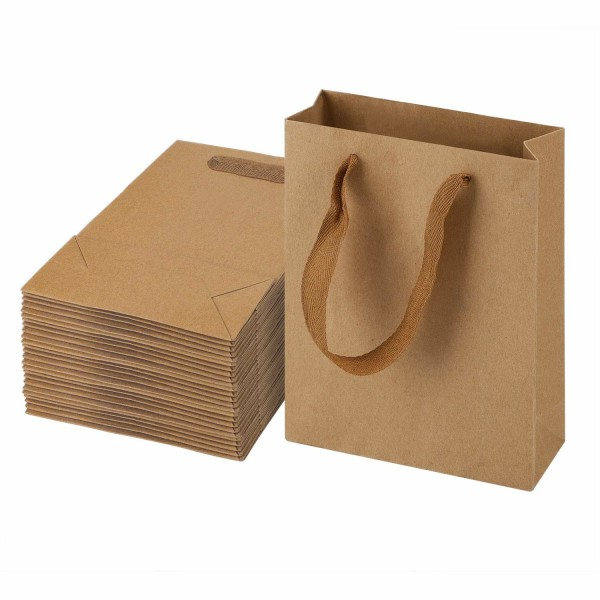 Papirposer med håndtak 25 stk 5,9\" L x 2,4\" B x 7,9\" Brun