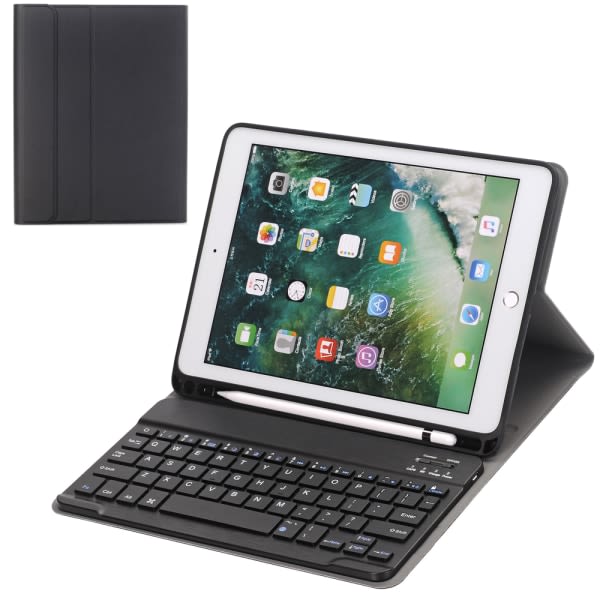 CQBB Kompatibelt iPad-tastatur med cover - svart (inkluderer vanlig tastatur uten bakgrunnsbelysning)