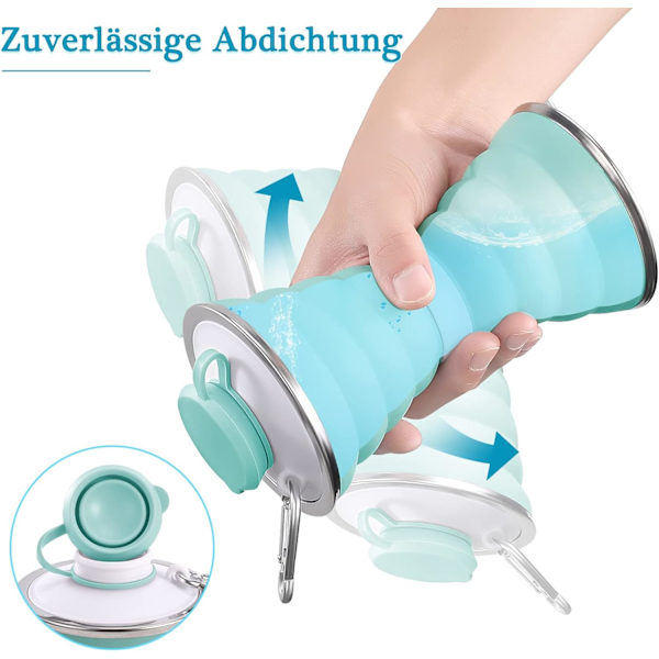 BPA-fri hopfällbar vattenflaska med karbinhake 500ml (Light Gree