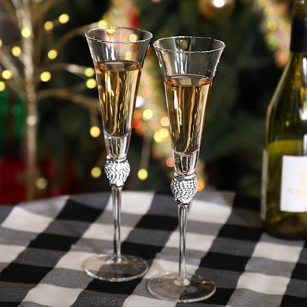 2 stk Rhinestone Champagne Glas Bryllupstoast