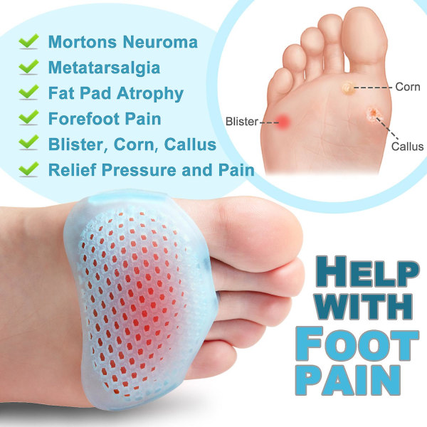 Metatarsalgia neuroma pads, 4 kuglefodspuder til Metatarsalgia neuroma