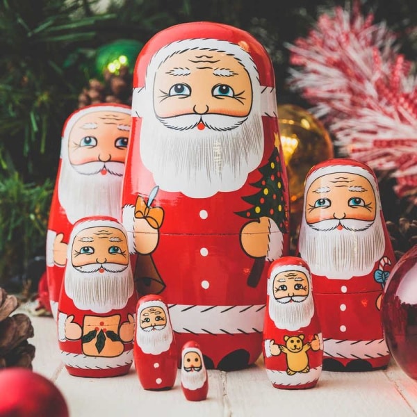 Ryska Dockor / Matryoshka - Jultomte / Tomte - Jul red