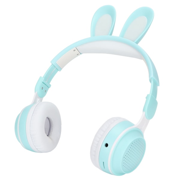 Kaninøre Bluetooth 5.0 Hovedtelefoner Sammenklappelige Trådløse Børneheadset med LED Farvelys til PC Tablet Online Læring Grøn
