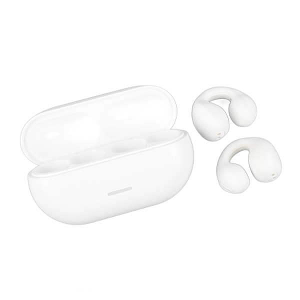 Öronklämma Bluetooth Hörlur Benledning Uppladdningsbar Clip On Trådlös Hörlur för Sport Vit