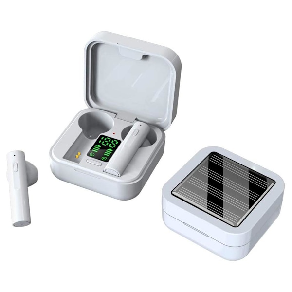 Solarladdande Bluetooth Hörlurar LED Digital Display Intelligenta Hörsnäckor Brusreducering TWS Bluetooth 5.0 Trådlösa Hörlurar