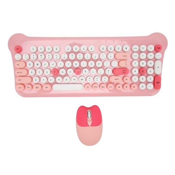 Trådløst tastatur og mus 2.4Ghz tilkobling Søtt tastatur og mus-sett for Windows 98 7 8 10 11 PC Laptop Rosa