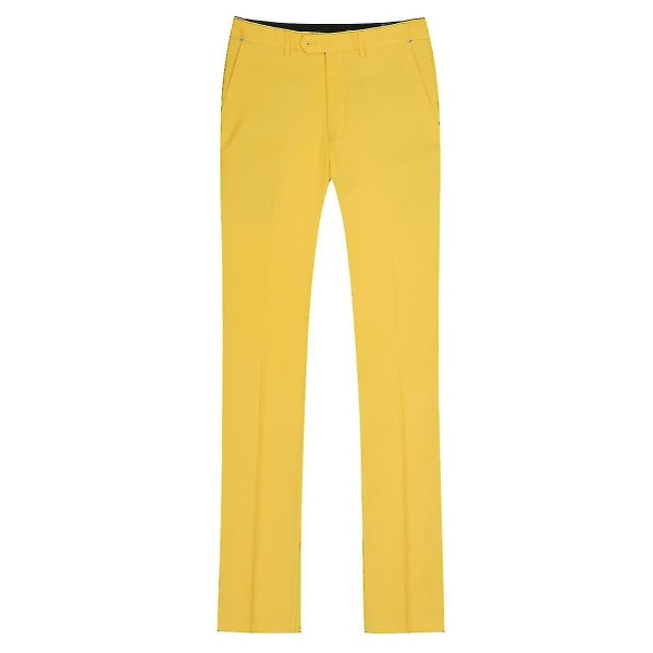 Kostym för män Business Casual 3-delad kostym blazerbyxor Väst 9 färger Z Yellow 2XL