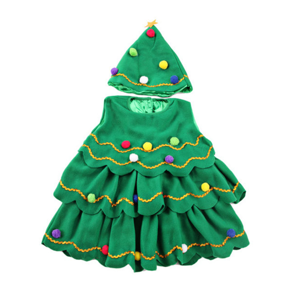 Lasten joulukuusen puku hihaton mekko + hattu jouluasu 100cm