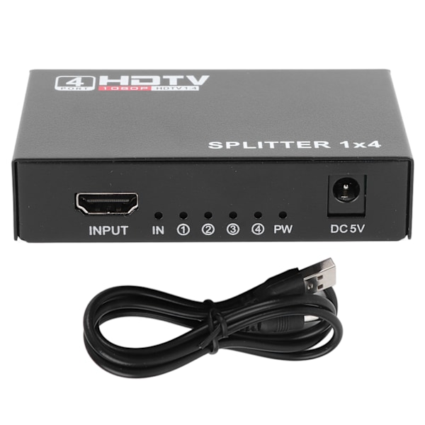 Video Splitter 1 In 4 Ut 1080P Stöds Plug and Play USB-driven Legeringsfodral HD-splitter för stationär dator