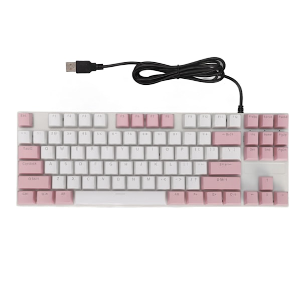 Mekaaninen näppäimistö 87 näppäintä Sininen kytkin Ergonominen Monivärinen Taustavalo Pelinäppäimistö Pelaajille Kirjoittajille Pinkki Valkoinen