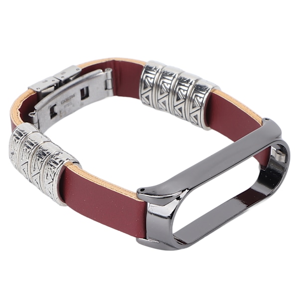 Retro Läderarmband för Xiaomi Mi Band 5/6 NFC Mode Retro Läder Klockarmband Brun Svart