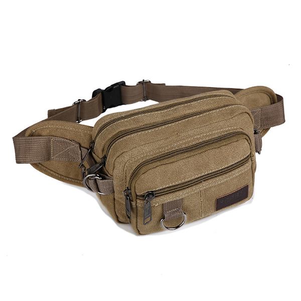 Miehet Naiset Fanny Pack -vyötärölaukku, vino rintakehä, suuri tilavuus ulkourheilutaktiikka Khaki