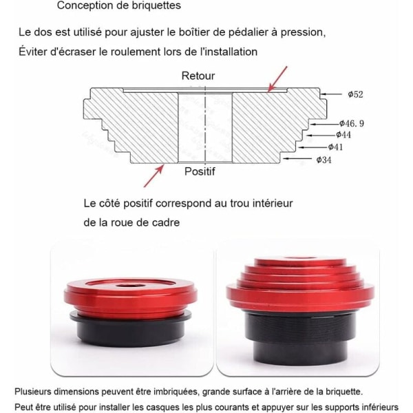 Sykkelstyrepressverktøy, monteringsverktøy for bunnbrakett for BB73 BB86 BB30 BB91 BB92 PF30 (oransje)