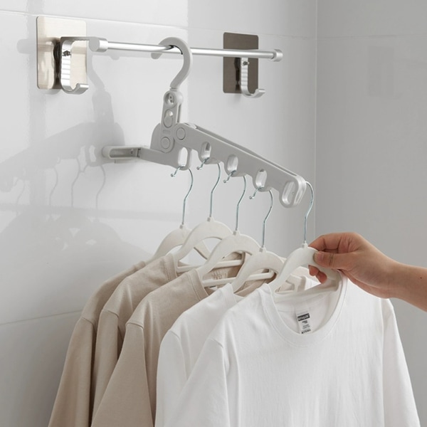 5-hulls hengende tørkestativ Foldbar personlig henger oppbevaringsholder for hjemmet Light Grey