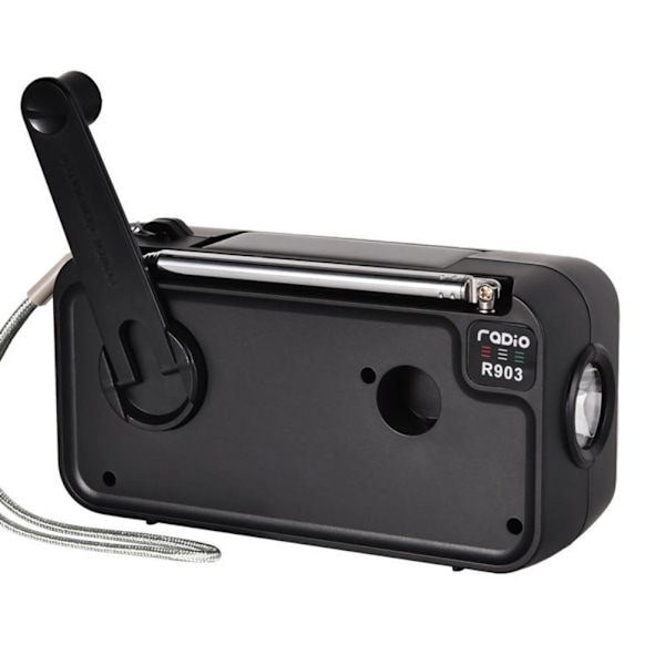 Bärbar Solcellsdriven Vevradio AM FM WB Multiband Dynamoradio med 2000 mAh Powerbank SOS Alarmfunktion för Camping Resor Nödsituationer