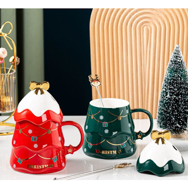 Keramisk julmugg med snölock och rörstav 17 oz