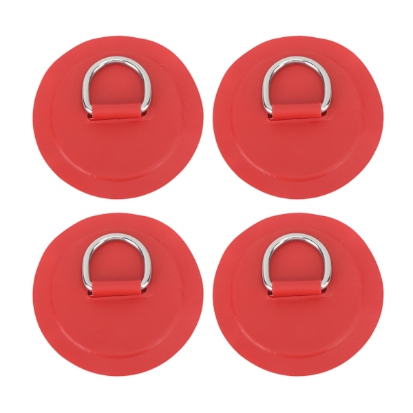 4 stk. D-ring patch PVC rund form stærk rustfrit stål D-ring pad til båd raft paddleboard rød