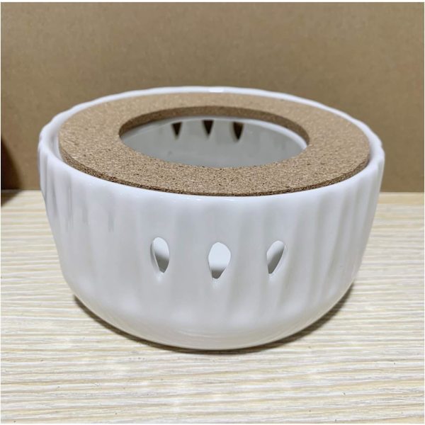 Keramisk tekannavärmare, teljusvärmare vit (13*6cm)