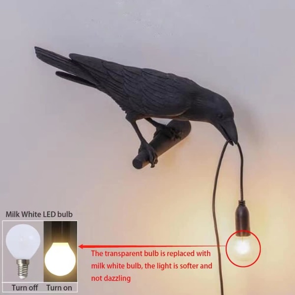 Crow Vägglampa, Unik Gothic Raven Birds Vägglampa