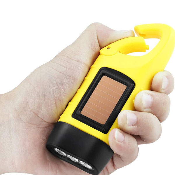 Multifunktionell handvevad liten ficklampa solar laddning bärbar Yellow