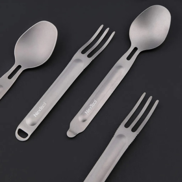 Xiaomi Nextool Outdoor Titanium Gaffel Sked Matlagning Titan Sked Bestick Spork Set Bärbar för camping picknick