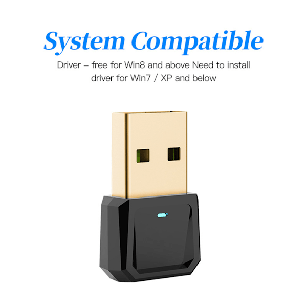 USB Bluetooth Mottaker og Sender Bluetooth 5.0 Adapter for Stasjonær PC Bærbar PC Mus Tastatur