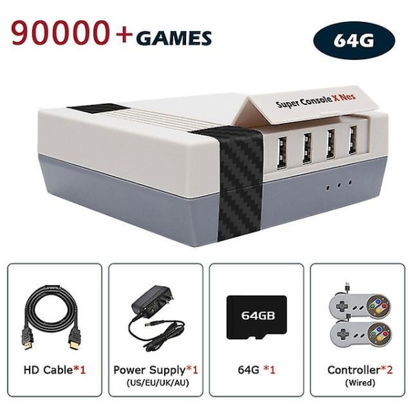 Super Console X Nes Retro Spil Support Flere emulatorer som Psp/ps1/n64/dc med to kablede controllere Send 90 000+ spil NES--snes-2