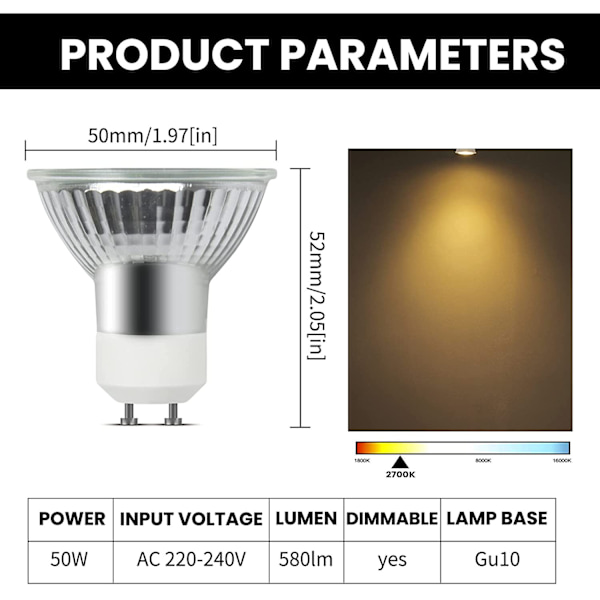 GU10 Halogen Spotlight Lyspærer, Dimbar GU10 Halogen Lys