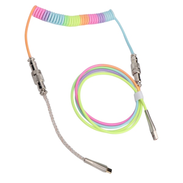 Gaming Tangentbord Kabel Gradient Färg RGB Ljus Anpassat Mekaniskt Tangentbord Infällbar USB C Spiral Kabel Typ 3