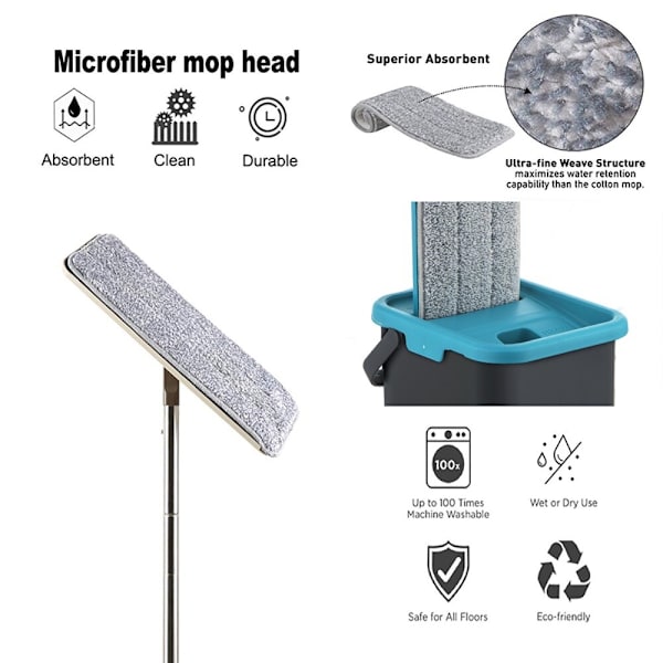 Microfiber Floor Cleaning Cloth Replace Mop Head Squeeze Rags Self Wring Pads Washing Spray Dry and Wet for Home Accessories 32X11cm Single side