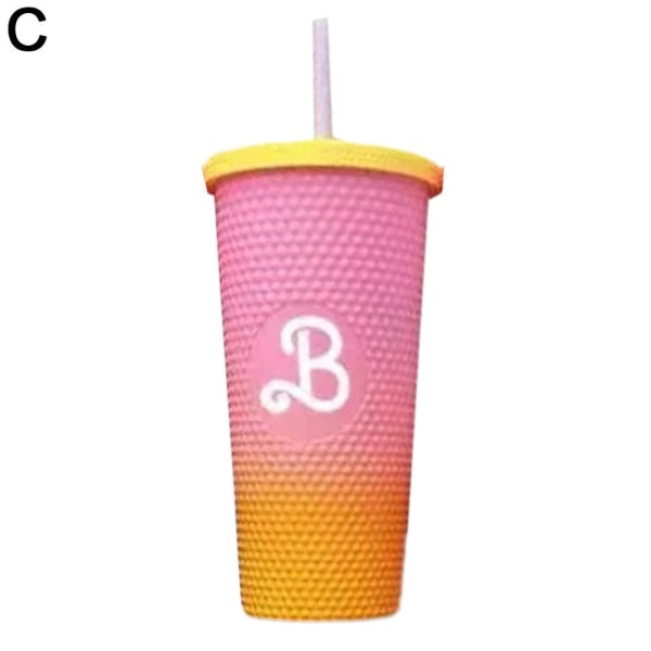 Barbie rosa glasmugg Gradient Barbie rosa hög kapacitet dubbel Pink Orange 701-800 ml Pink Orange 701-800 ml