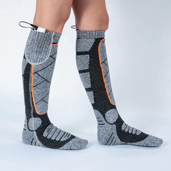 Täysjalkaa lämmittävät sukat talvi USB-lataus lämpimät puuvillasukat pinkki