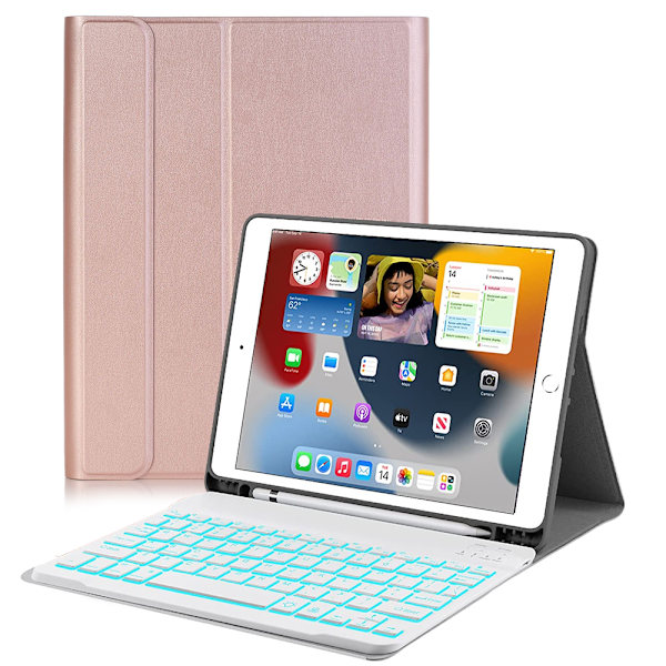 Kotelo iPad 9. sukupolvelle 10,2 tuuman, kynäpidikkeellä Rose Gold
