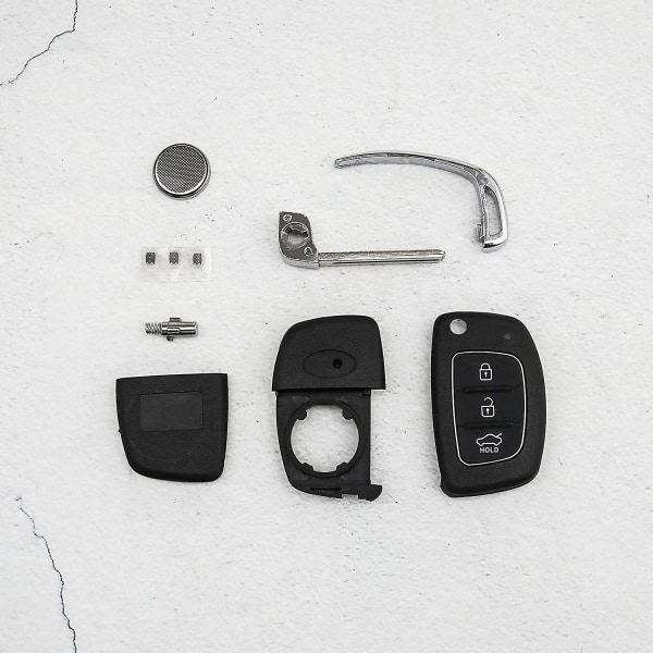 Flip Key Shell Case 3 knappar med oslipade blad taktbrytare Cr2032 batteri