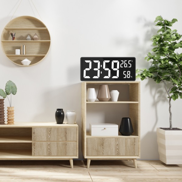 Digital Klocka Stor Display, Stor Digital Väggklocka med white