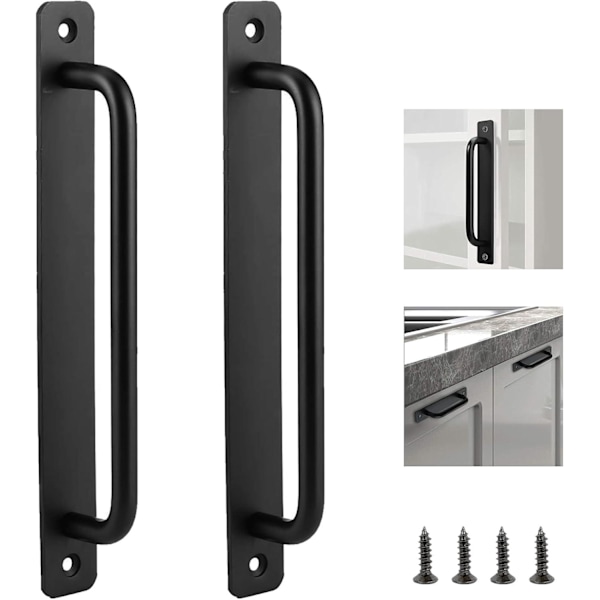2 stk. dørhåndtak, laget av aluminiumslegering, egnet for skap, skuffer, toalettbord (svart, hullavstand: 160 mm)