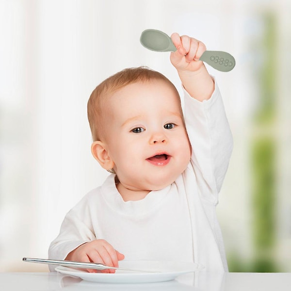 3 sarjaa vauvan silikonista riisipastalusikkaa, pehmeäkarvaisia ​​lusikoita syömiseen ja liikuntaan voi purra style2