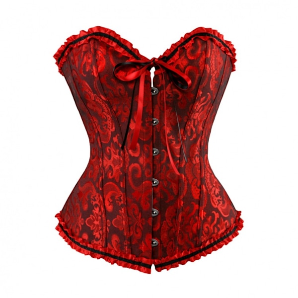 Korsett for kvinner med blomster, bh-fri, stroppeløs undertøy Svart-rød Black-red 5XL