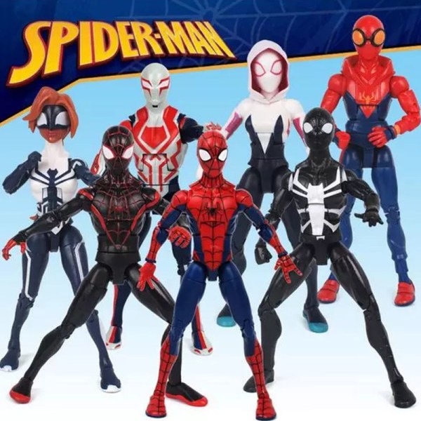 Marvel Avengers -toimintahahmot Spiderman Hämähäkkinainen Gwen Stacy Venom Musta Hämähäkkimies Miles Morales Mallilelut lapsille A