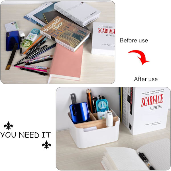 Organizer Multifunktionell skrivbordsmaterial Förvaring Plast Fjärrkontroll Hållare Box för Office Home School